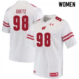 Women's Wisconsin Badgers NCAA #98 C.J. Goetz White Authentic Under Armour Stitched College Football Jersey WC31R21XE